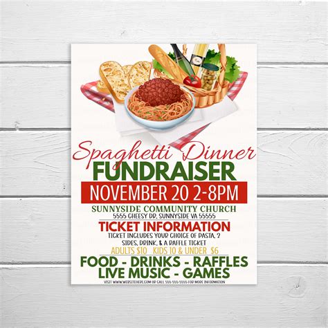 fundraiser dinner flyer|spaghetti dinner fundraiser flyer template.
